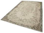 Vintage Bej Eskitme Pamuk Yün El Dokuma Halısı 204x322 Agacan