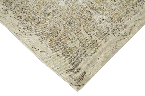 Vintage Bej Eskitme Pamuk Yün El Dokuma Halısı 220x335 Agacan