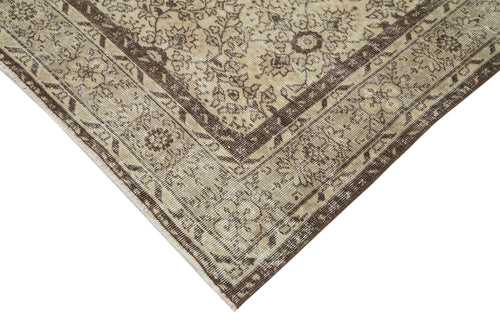 Vintage Bej Eskitme Pamuk Yün El Dokuma Halısı 206x334 Agacan