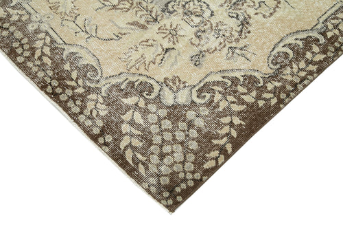 Vintage Bej Eskitme Pamuk Yün El Dokuma Halısı 208x315 Agacan