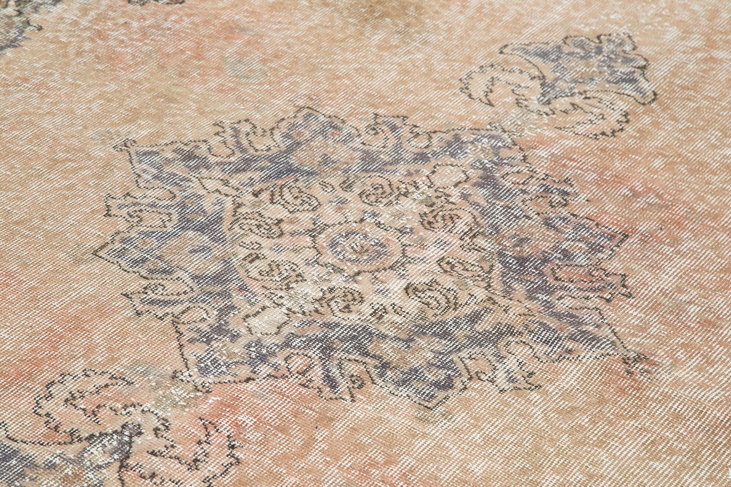 Vintage Bej Eskitme Pamuk Yün El Dokuma Halısı 212x315 Agacan