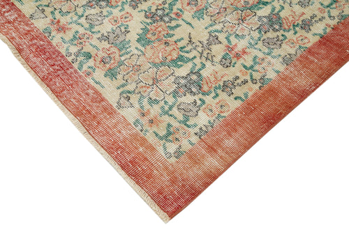 Vintage Bej Eskitme Pamuk Yün El Dokuma Halısı 213x310 Agacan