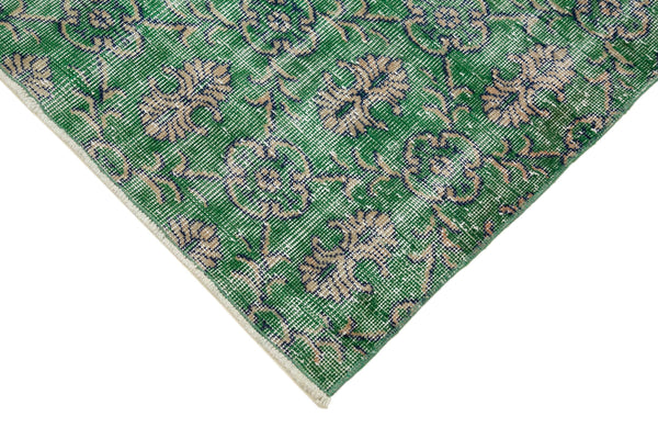 Overdyed Vintage Yeşil Eskitme Pamuk Yün El Dokuma Halısı 90x312 Agacan