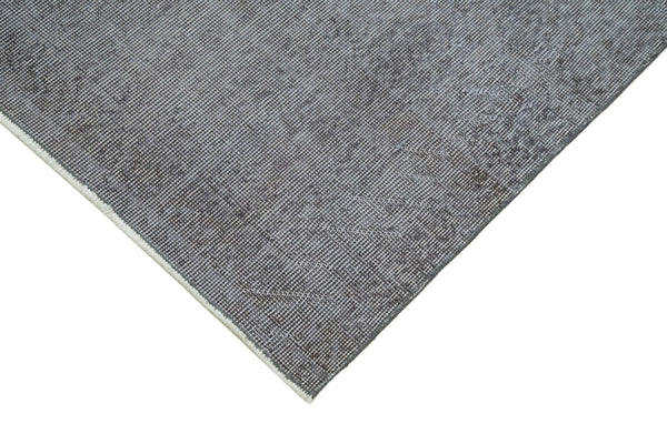 Overdyed Vintage Gri Eskitme Pamuk Yün El Dokuma Halısı 90x364 Agacan