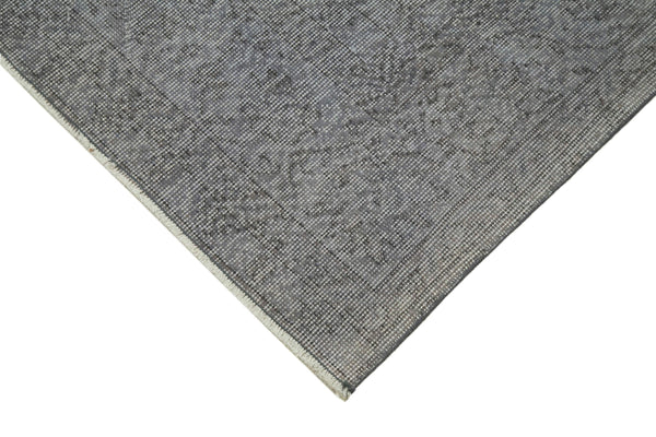 Overdyed Vintage Gri Eskitme Pamuk Yün El Dokuma Halısı 98x367 Agacan