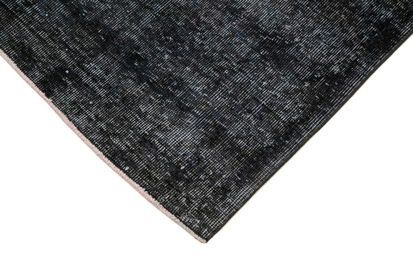 Overdyed Vintage Siyah Eskitme Pamuk Yün El Dokuma Halısı 93x324 Agacan