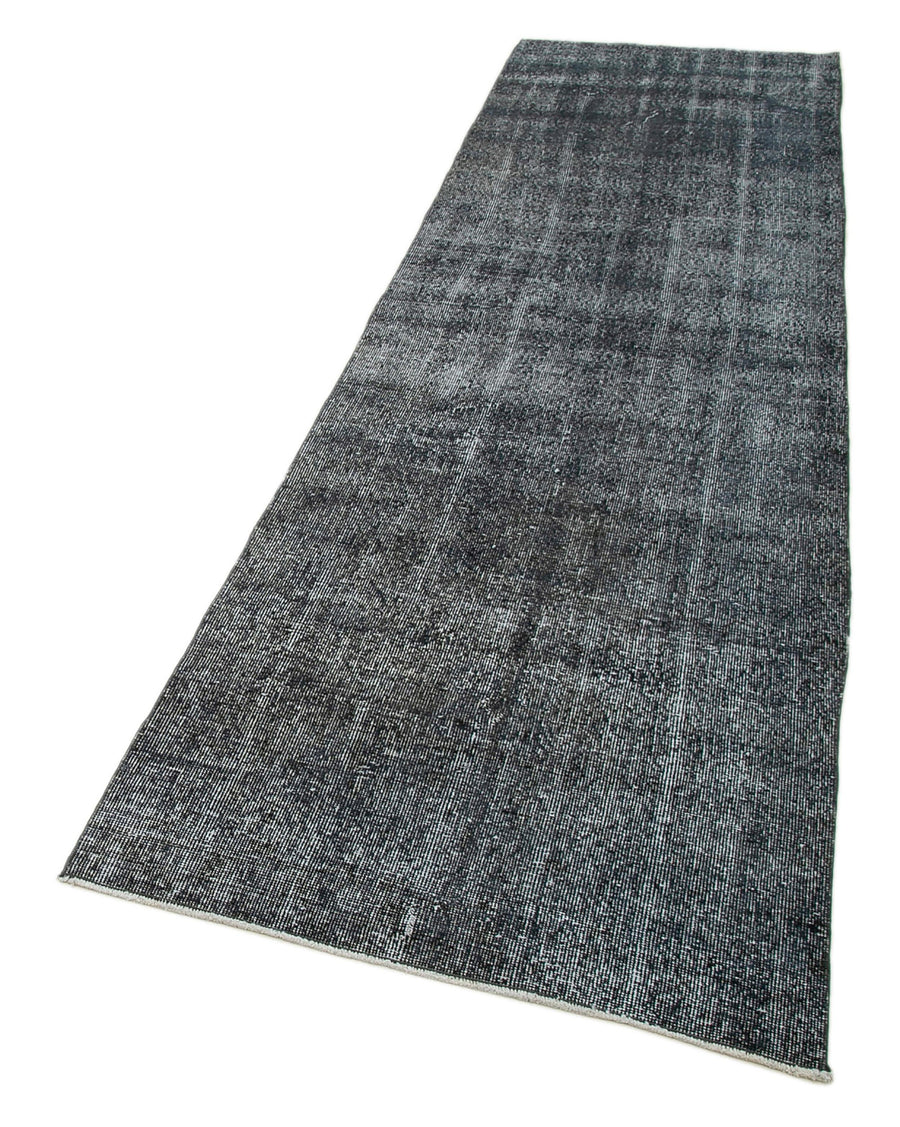 Overdyed Vintage Gri Eskitme Pamuk Yün El Dokuma Halısı 88x318 Agacan