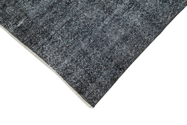 Overdyed Vintage Gri Eskitme Pamuk Yün El Dokuma Halısı 88x318 Agacan