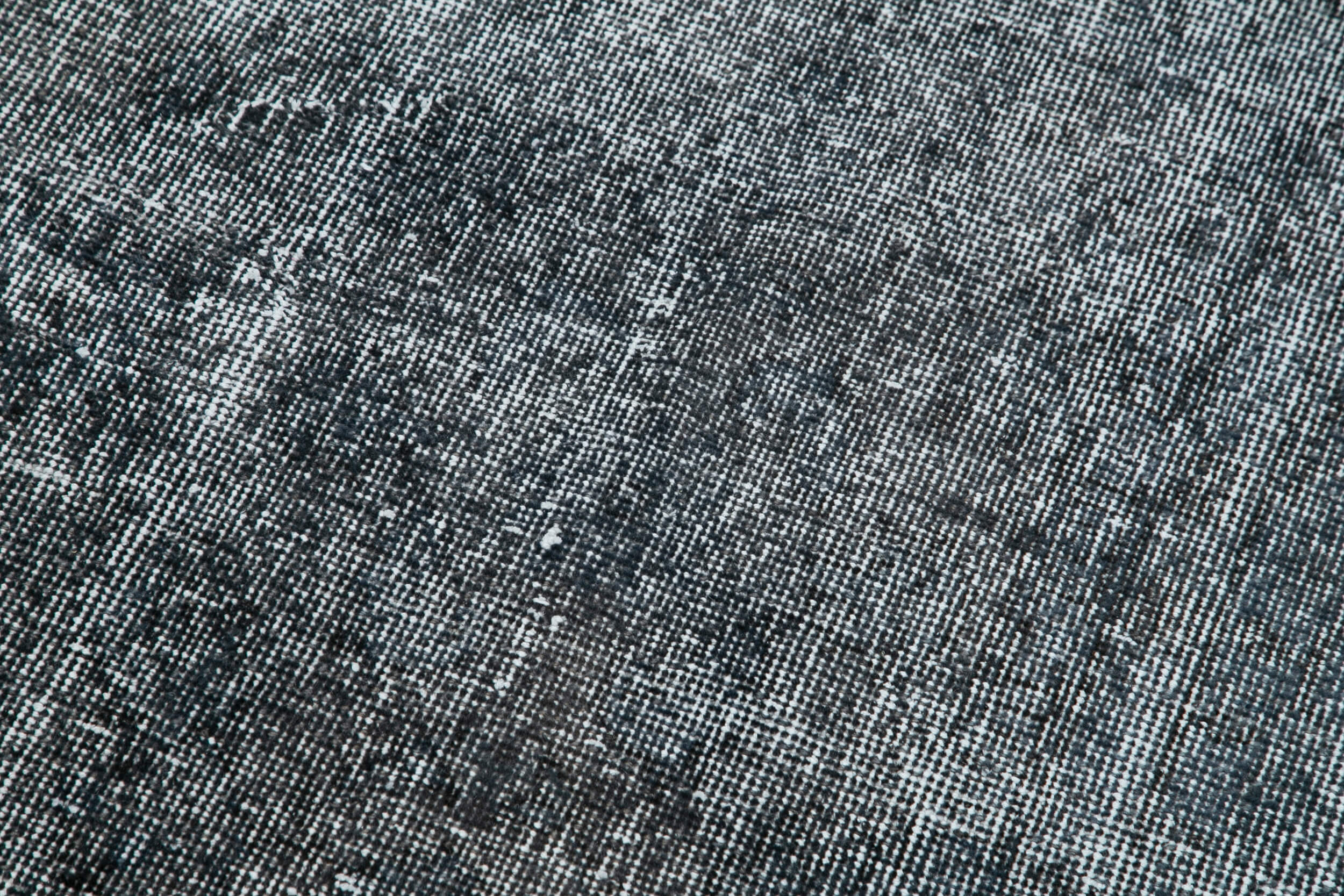 Overdyed Vintage Gri Eskitme Pamuk Yün El Dokuma Halısı 88x318 Agacan