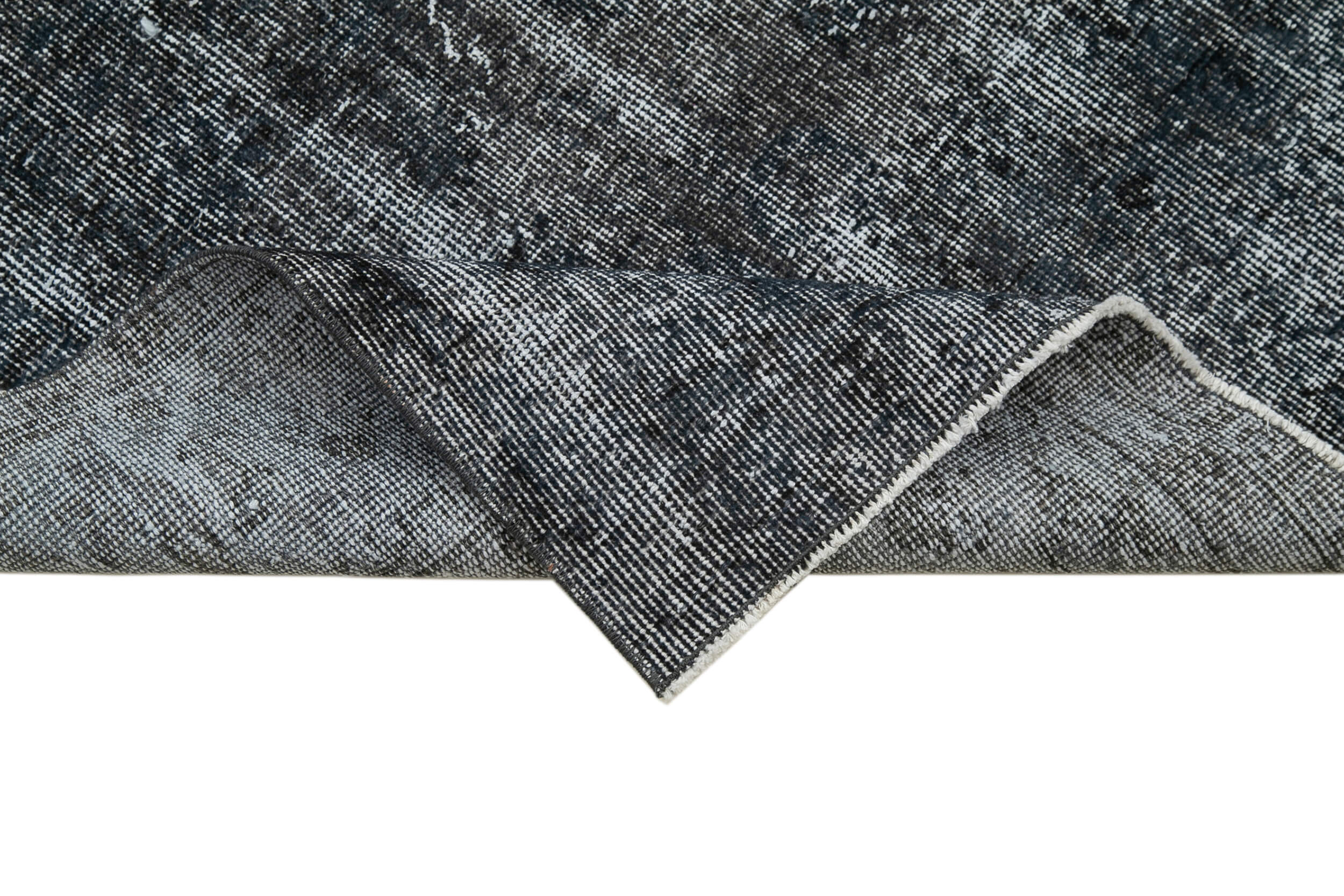 Overdyed Vintage Gri Eskitme Pamuk Yün El Dokuma Halısı 88x318 Agacan