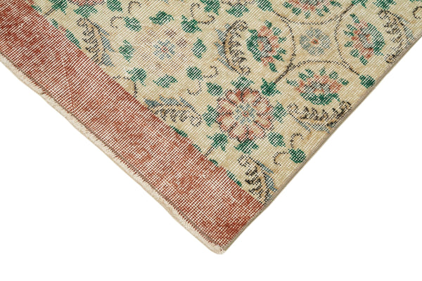 Overdyed Vintage Bej Eskitme Pamuk Yün El Dokuma Halısı 91x318 Agacan