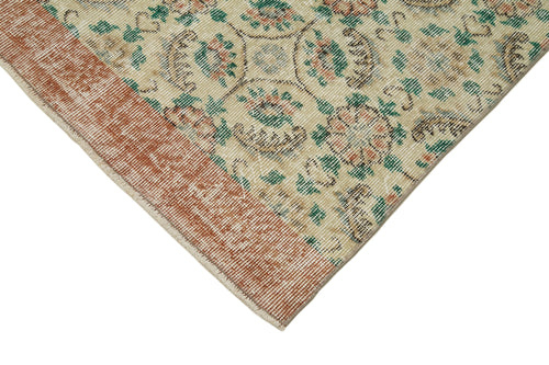 Overdyed Vintage Bej Eskitme Pamuk Yün El Dokuma Halısı 81x317 Agacan