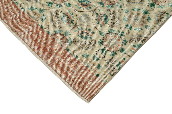 Overdyed Vintage Bej Eskitme Pamuk Yün El Dokuma Halısı 81x317 Agacan