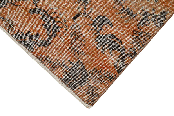 Overdyed Vintage Turuncu Eskitme Pamuk Yün El Dokuma Halısı 83x284 Agacan
