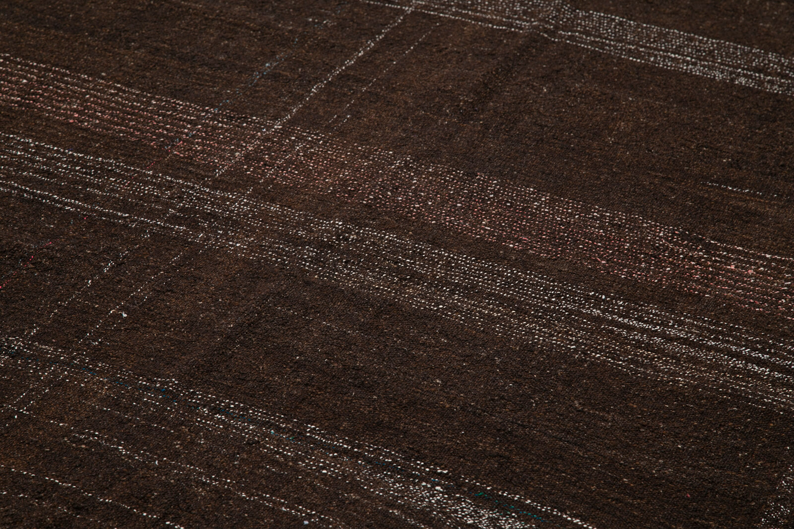 Striped Kilim Kahverengi Çizgili Keçi Tüyü El Dokuma Halısı 173x312 Agacan