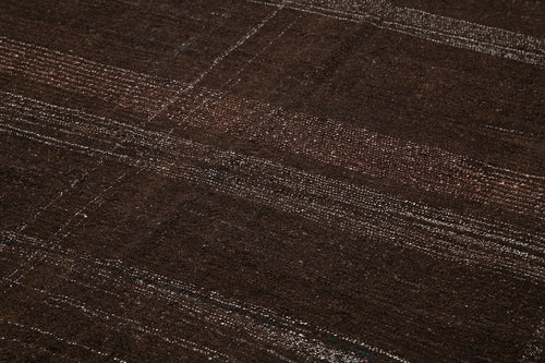 Striped Kilim Kahverengi Çizgili Keçi Tüyü El Dokuma Halısı 173x312 Agacan