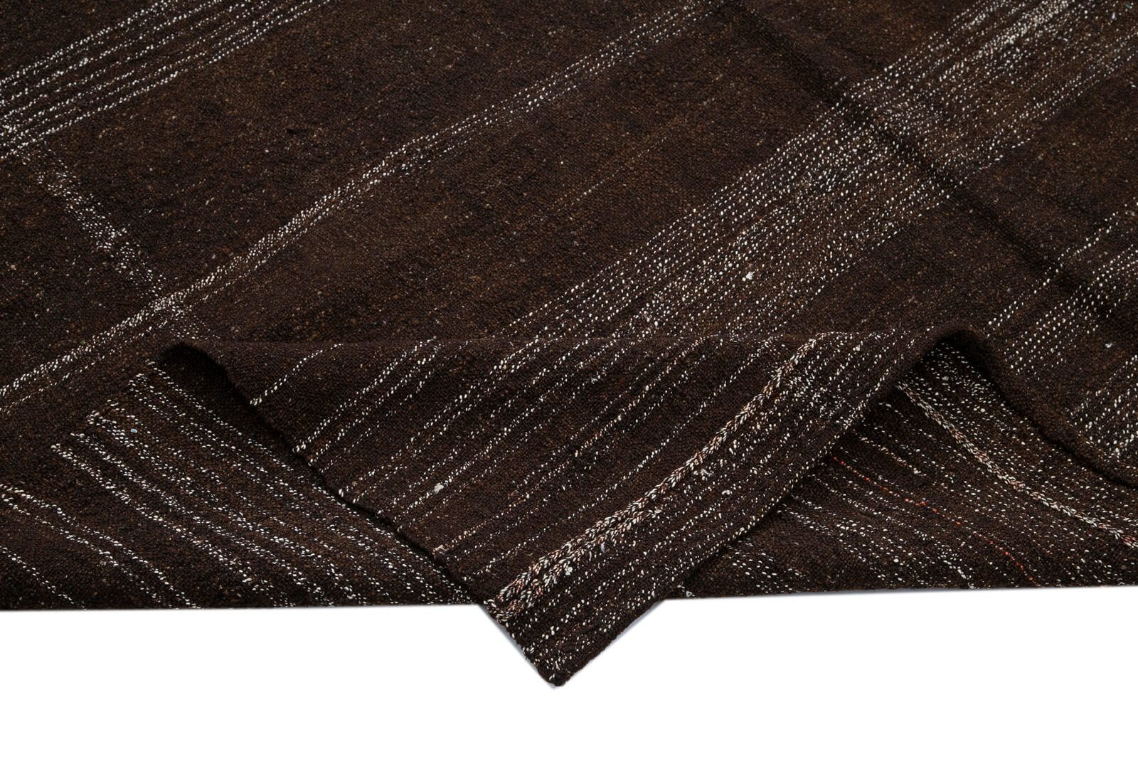 Striped Kilim Kahverengi Çizgili Keçi Tüyü El Dokuma Halısı 173x312 Agacan