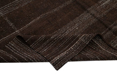 Striped Kilim Kahverengi Çizgili Keçi Tüyü El Dokuma Halısı 173x312 Agacan