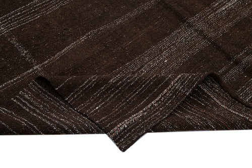 Striped Kilim Kahverengi Çizgili Keçi Tüyü El Dokuma Halısı 173x312 Agacan
