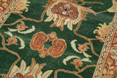 Tebriz Yeşil Klasik Pamuk Yün El Dokuma Halısı 90x556 Agacan