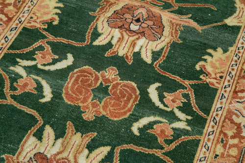 Tebriz Yeşil Klasik Pamuk Yün El Dokuma Halısı 90x556 Agacan