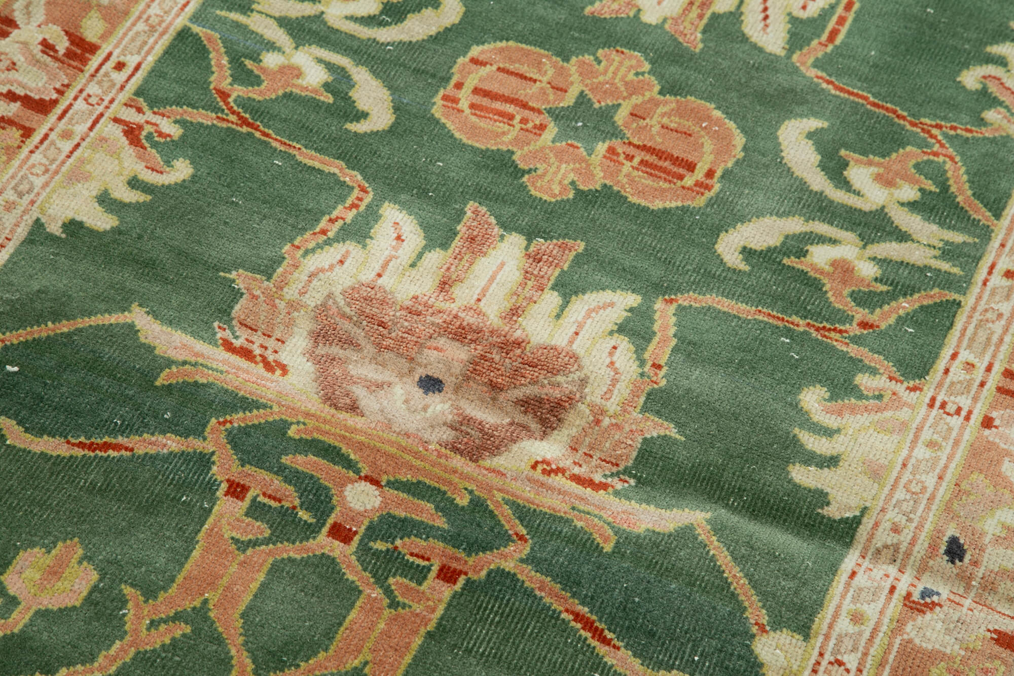 Tebriz Yeşil Klasik Pamuk Yün El Dokuma Halısı 90x358 Agacan