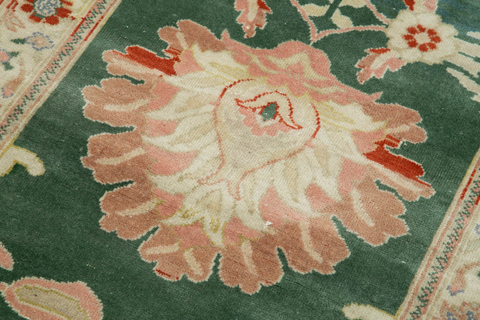 Tebriz Yeşil Klasik Pamuk Yün El Dokuma Halısı 86x366 Agacan