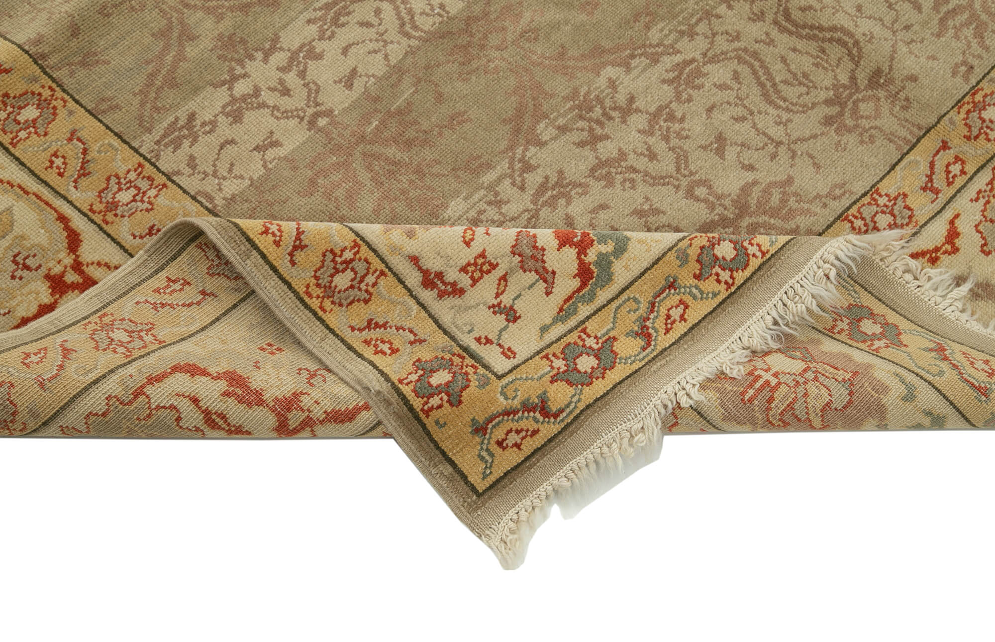 Tebriz Kahverengi Klasik Pamuk Yün El Dokuma Halısı 176x235 Agacan