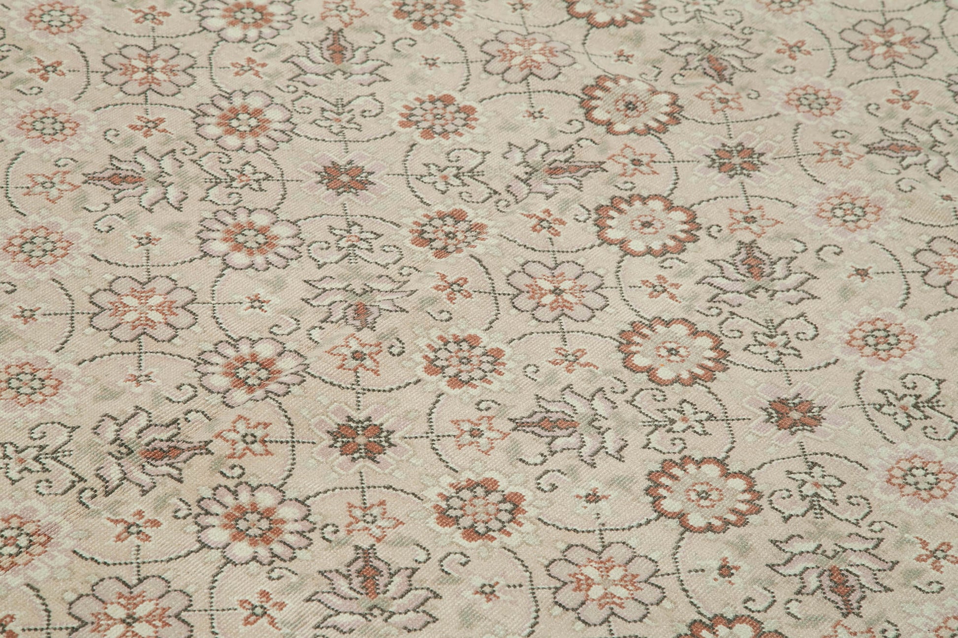 Tebriz Gri Klasik Pamuk Yün El Dokuma Halısı 218x320 Agacan