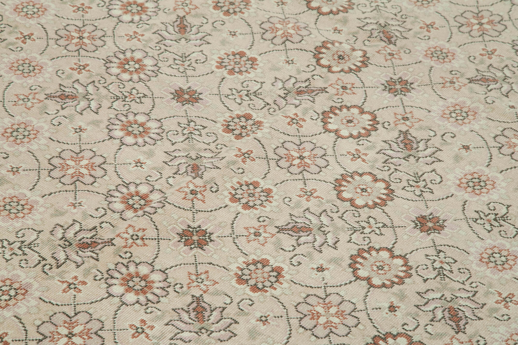 Tebriz Gri Klasik Pamuk Yün El Dokuma Halısı 218x320 Agacan