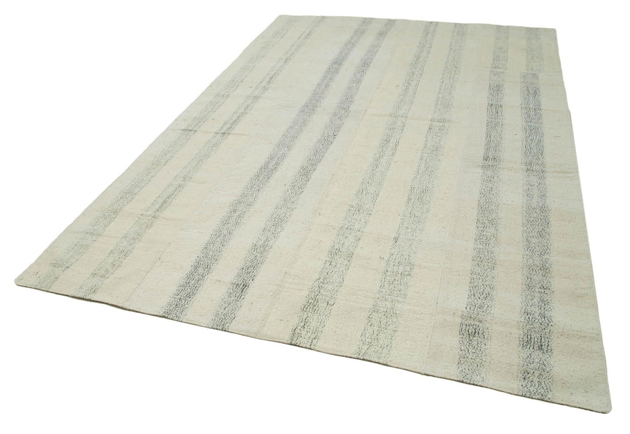 Kırk Yama Beyaz Patchwork Pamuk Yün El Dokuma Halısı 211x326 Agacan
