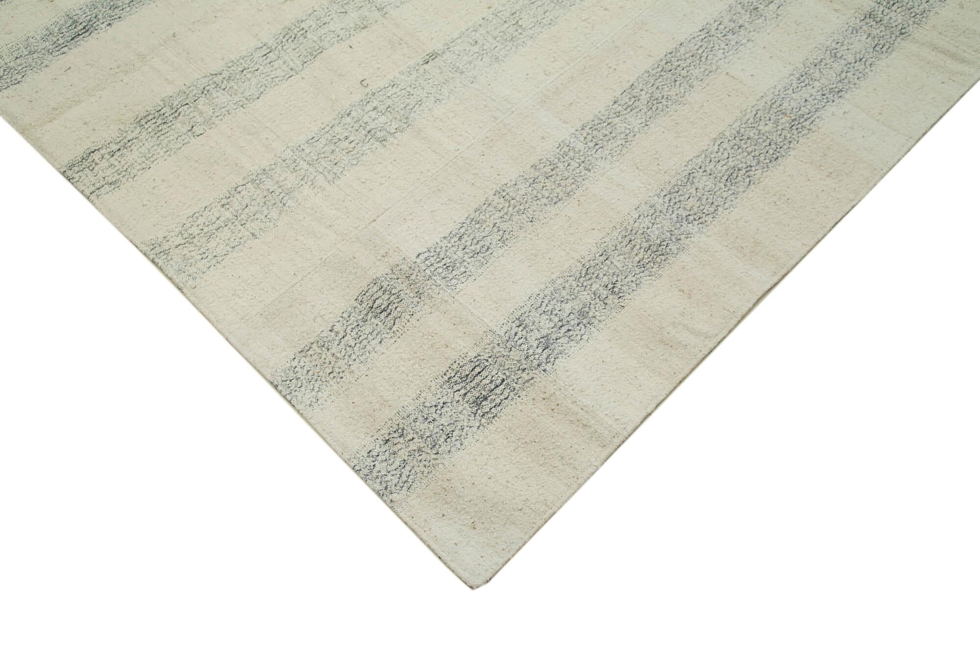 Kırk Yama Beyaz Patchwork Pamuk Yün El Dokuma Halısı 211x326 Agacan