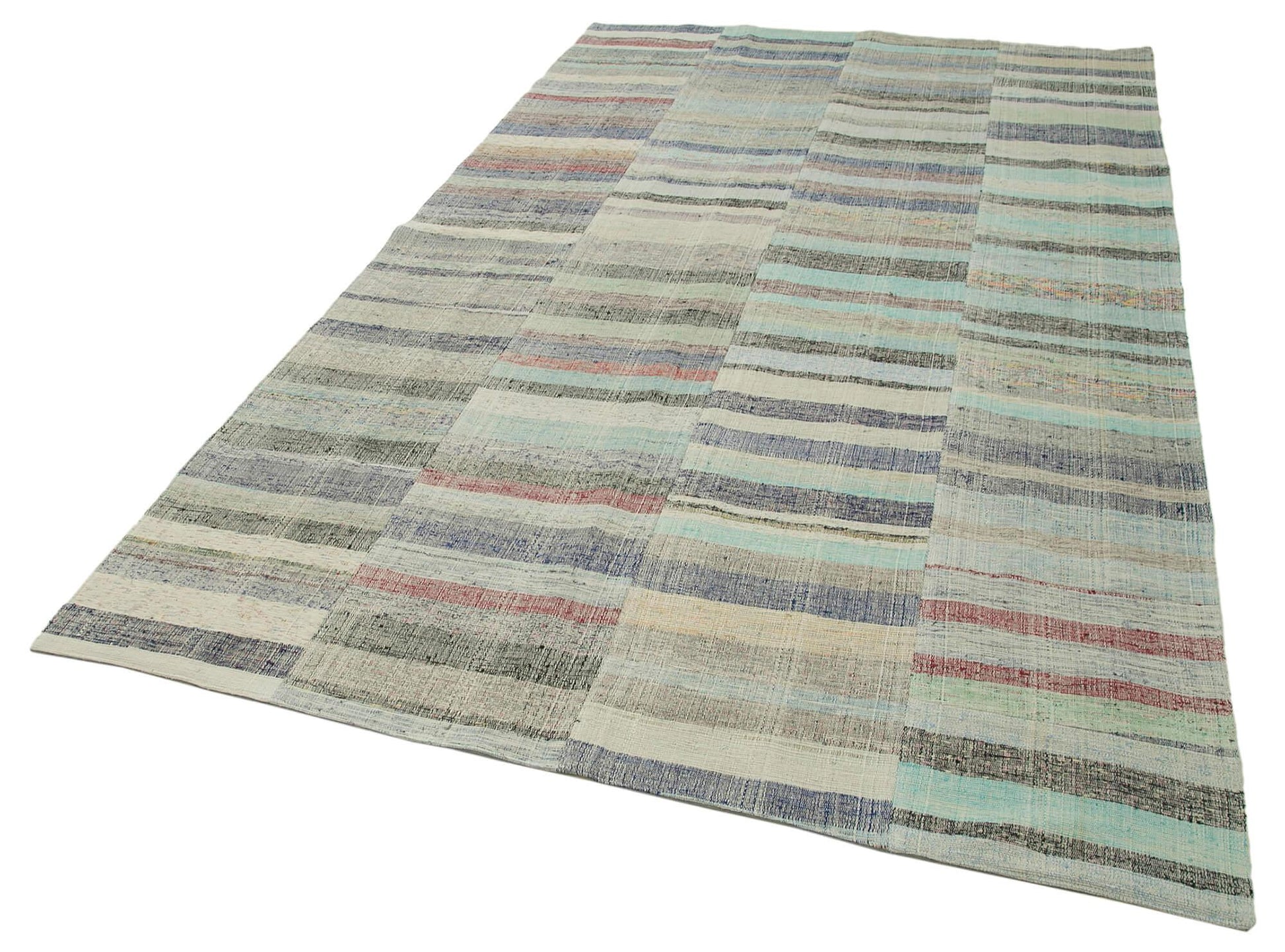 Kırk Yama Gri Patchwork Pamuk Yün El Dokuma Halısı 180x295 Agacan