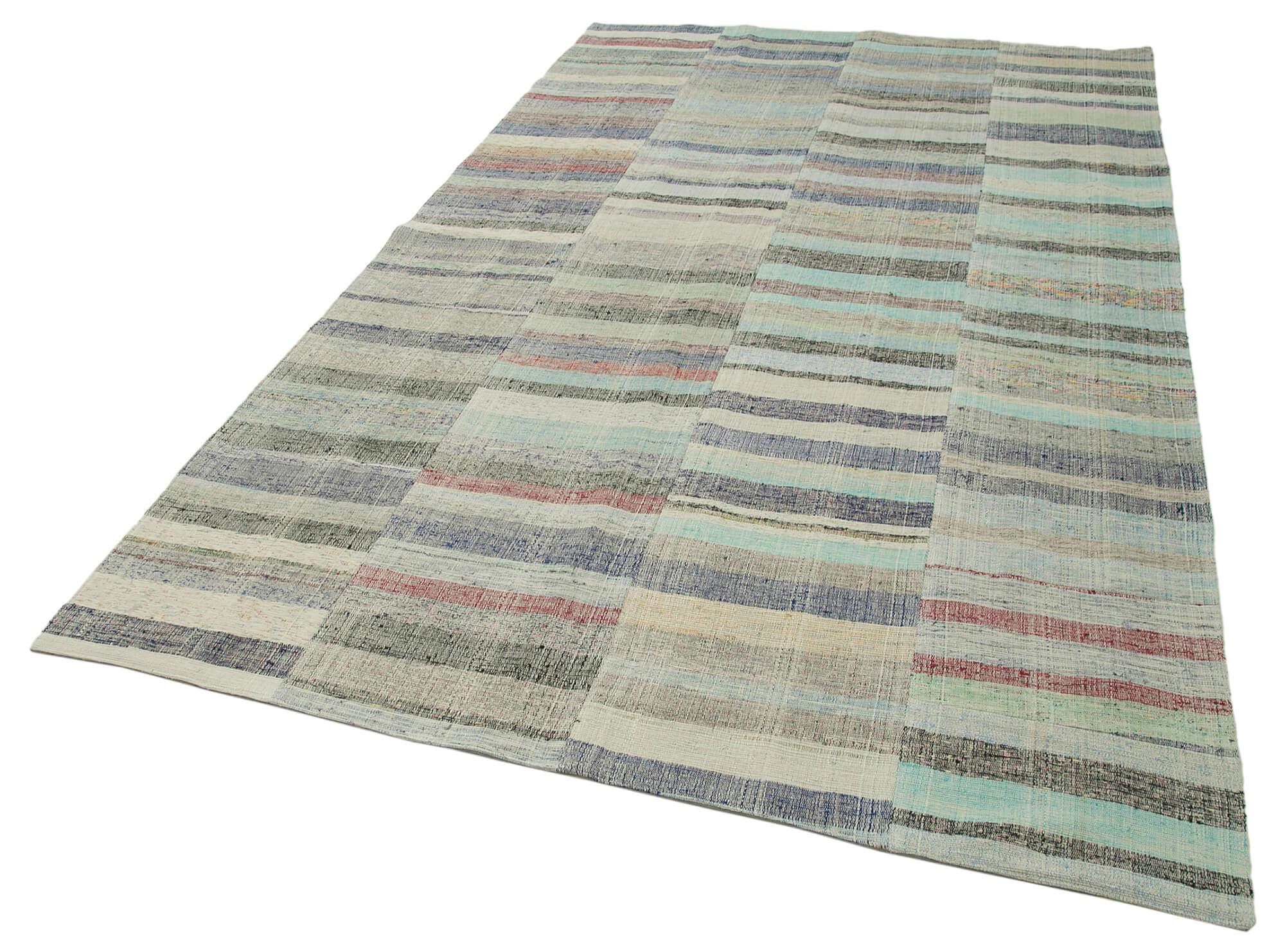 Kırk Yama Gri Patchwork Pamuk Yün El Dokuma Halısı 180x295 Agacan