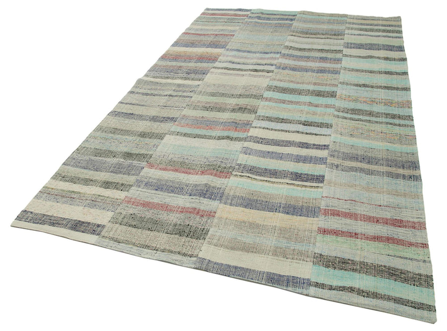 Kırk Yama Gri Patchwork Pamuk Yün El Dokuma Halısı 180x295 Agacan