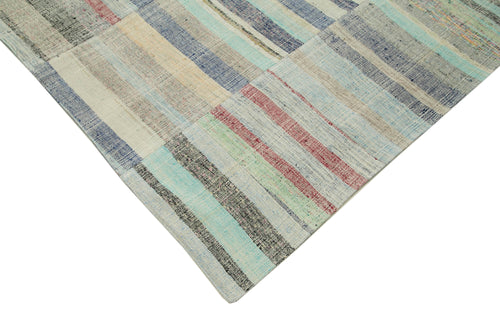 Kırk Yama Gri Patchwork Pamuk Yün El Dokuma Halısı 180x295 Agacan