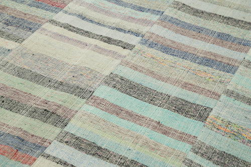 Kırk Yama Gri Patchwork Pamuk Yün El Dokuma Halısı 180x295 Agacan
