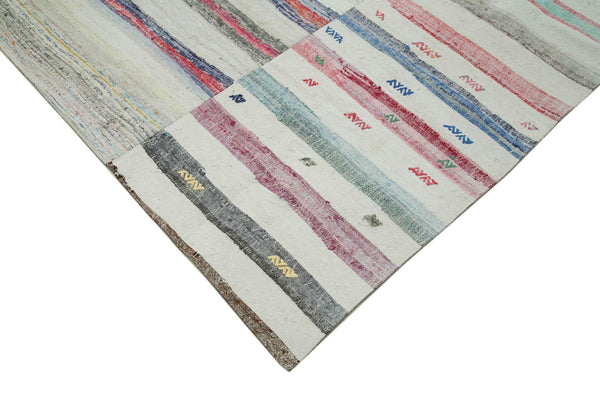 Kırk Yama Bej Patchwork Pamuk Yün El Dokuma Halısı 293x401 Agacan