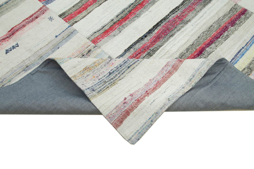 Kırk Yama Bej Patchwork Pamuk Yün El Dokuma Halısı 293x401 Agacan