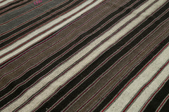 Striped Kilim Kahverengi Çizgili Keçi Tüyü El Dokuma Halısı 305x426 Agacan