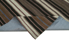 Striped Kilim Kahverengi Çizgili Keçi Tüyü El Dokuma Halısı 305x426 Agacan