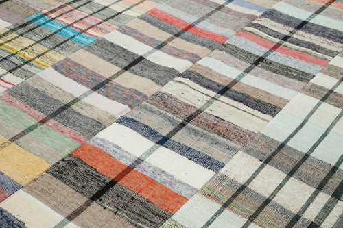 Kırk Yama Gri Patchwork Pamuk Yün El Dokuma Halısı 260x370 Agacan