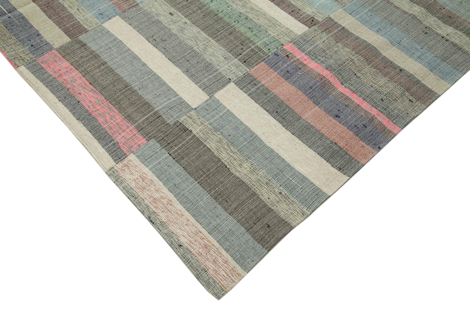 Kırk Yama Gri Patchwork Pamuk Yün El Dokuma Halısı 296x363 Agacan