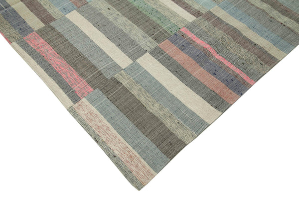 Kırk Yama Gri Patchwork Pamuk Yün El Dokuma Halısı 296x363 Agacan
