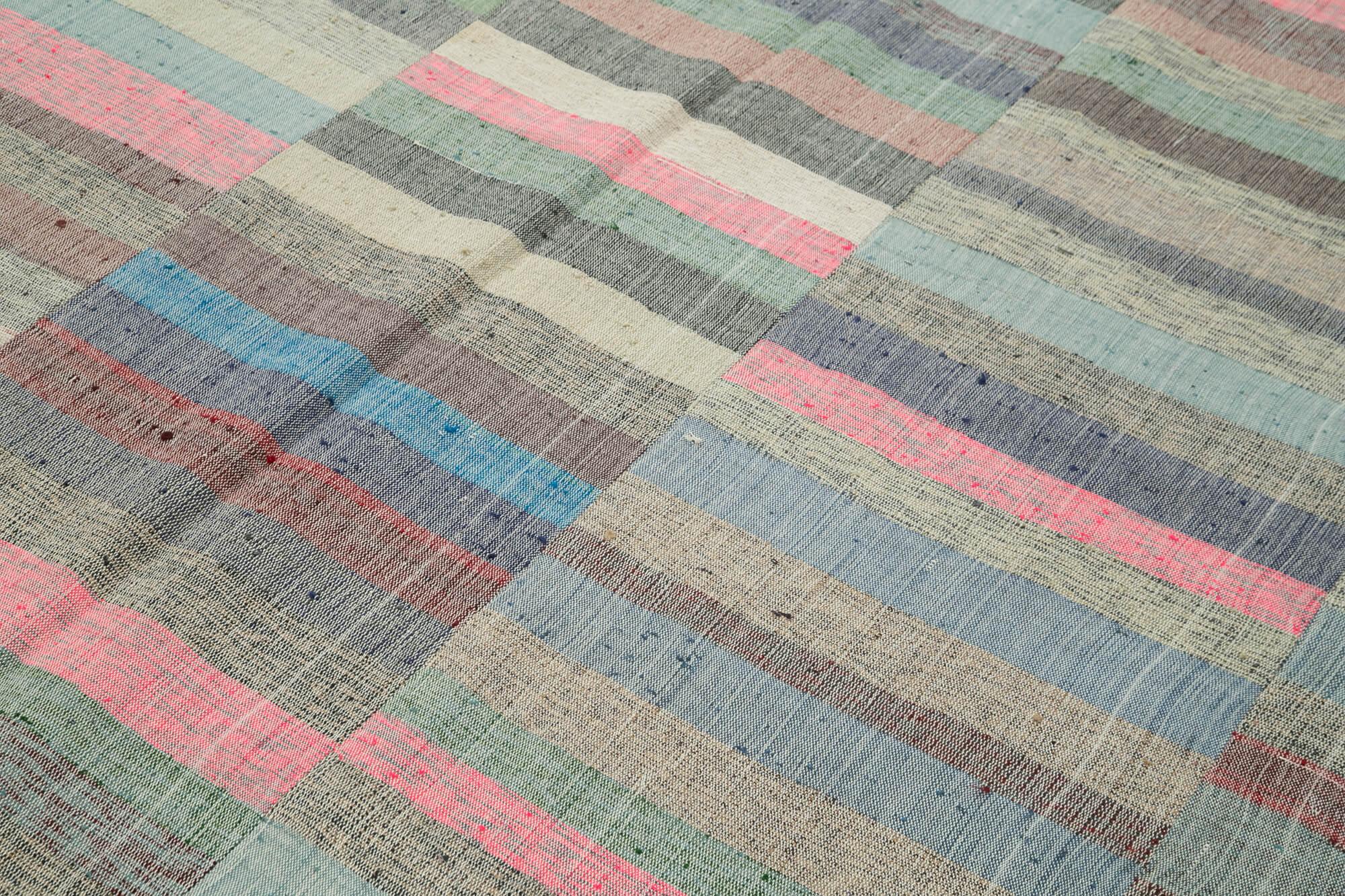 Kırk Yama Gri Patchwork Pamuk Yün El Dokuma Halısı 296x363 Agacan