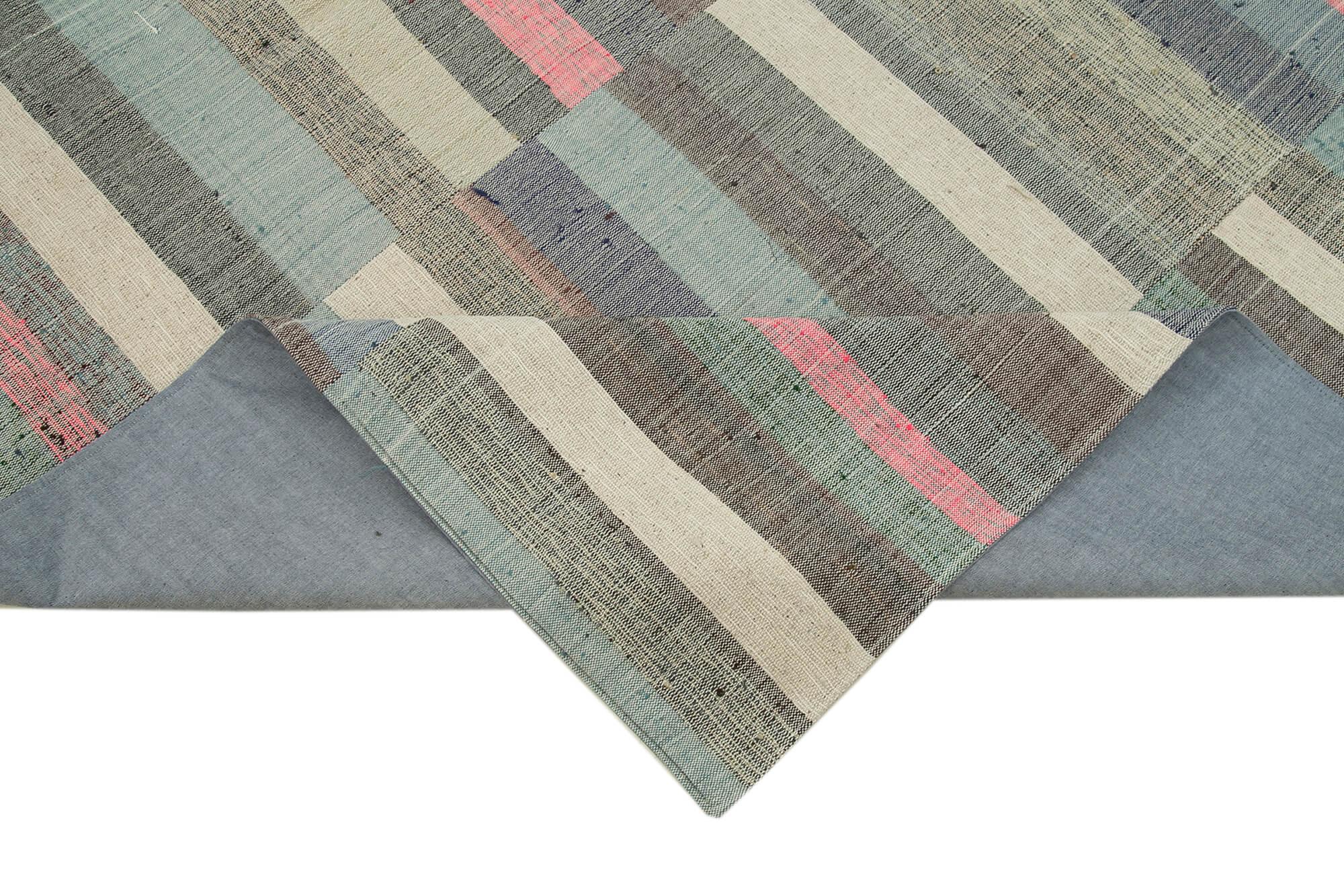 Kırk Yama Gri Patchwork Pamuk Yün El Dokuma Halısı 296x363 Agacan