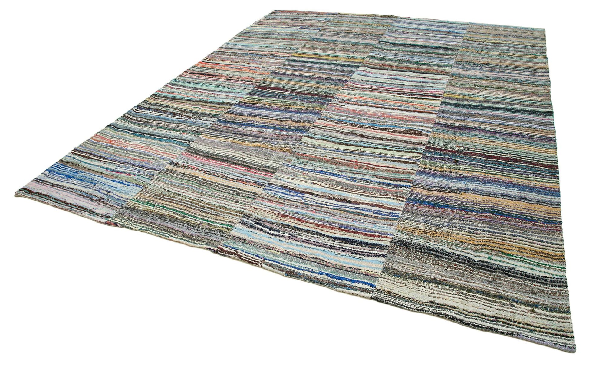 Kırk Yama Gri Patchwork Pamuk Yün El Dokuma Halısı 280x355 Agacan