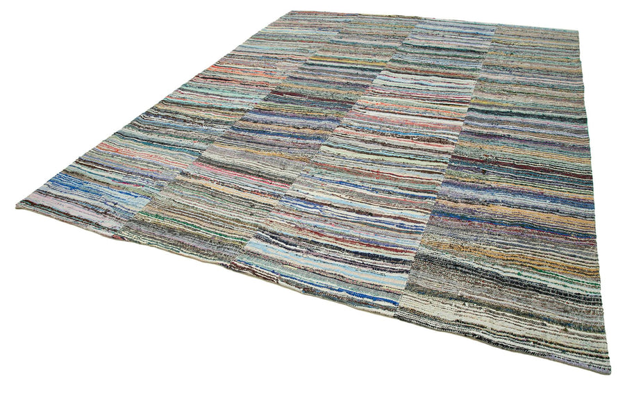 Kırk Yama Gri Patchwork Pamuk Yün El Dokuma Halısı 280x355 Agacan