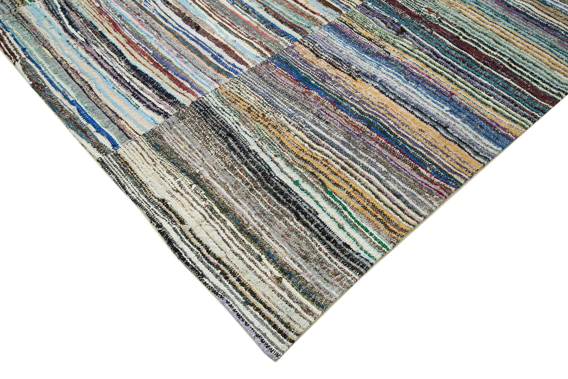 Kırk Yama Gri Patchwork Pamuk Yün El Dokuma Halısı 280x355 Agacan