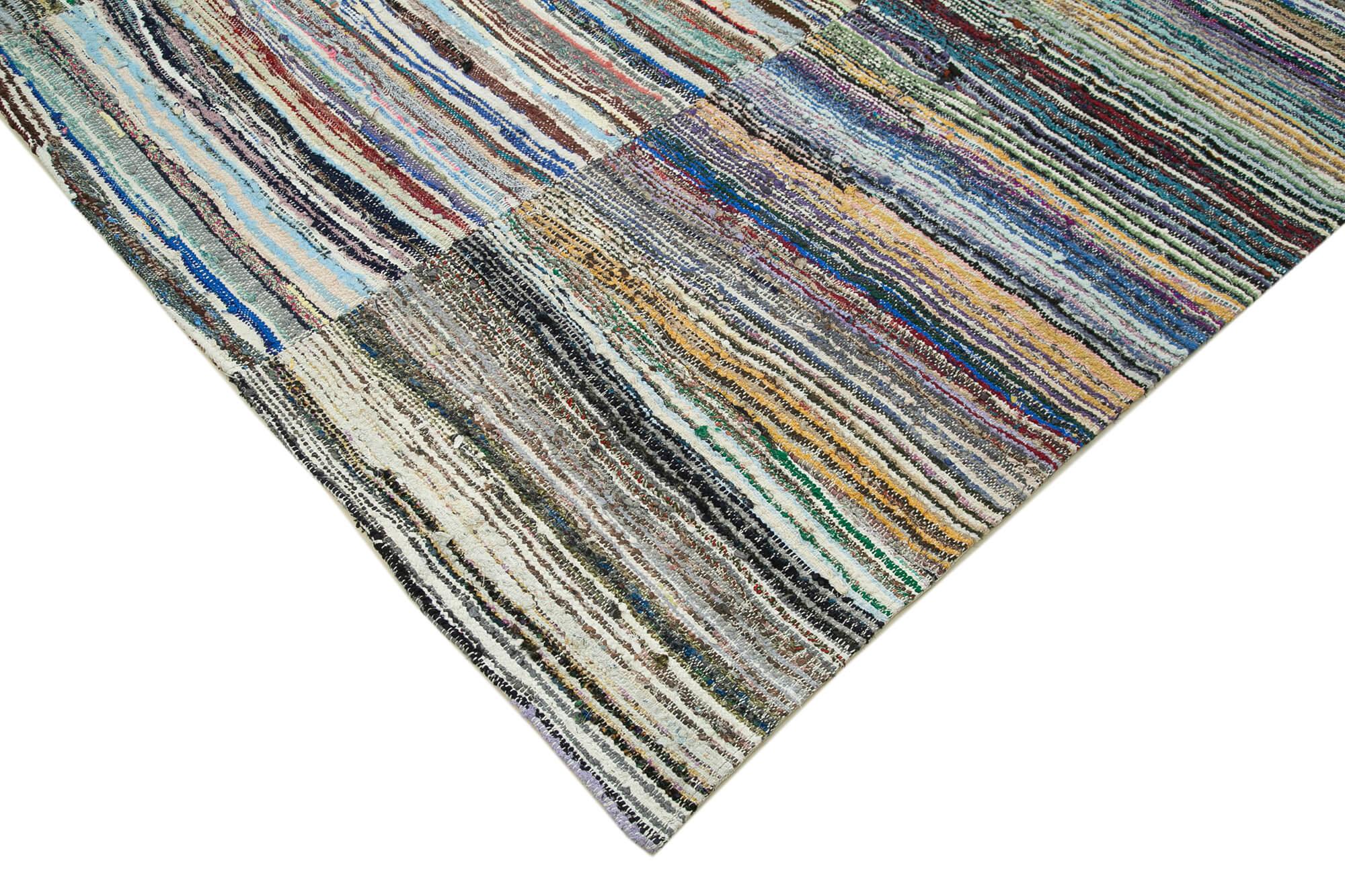 Kırk Yama Gri Patchwork Pamuk Yün El Dokuma Halısı 280x355 Agacan